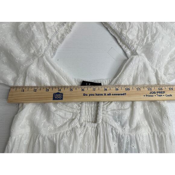Lulus NWT Sunny Day Stunner White Eyelet Babydoll Dress S Cottagecore Graduation - Picture 10 of 10